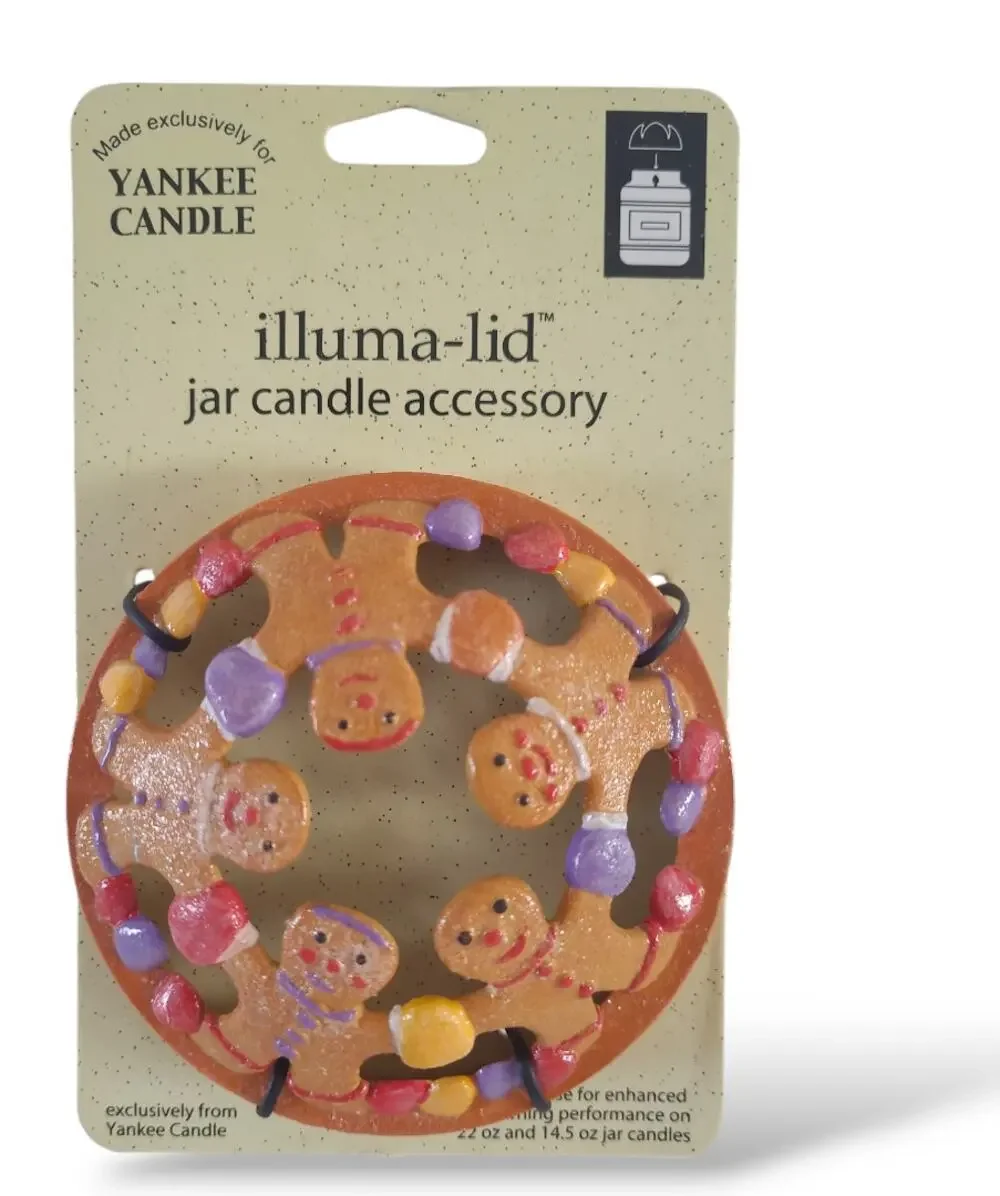 Yankee Candle Gingerbread Men Gumdrop Illuma Lid Jar Candle 22 / 14.5 oz Jar NEW